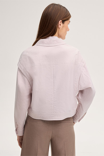 Veste en coton avec col à rabattre, couleur rose