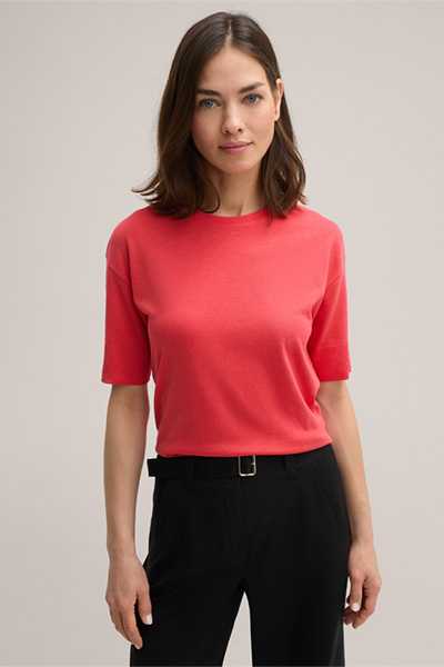 Tencel-Baumwoll T-Shirt, halbarm, in Rot