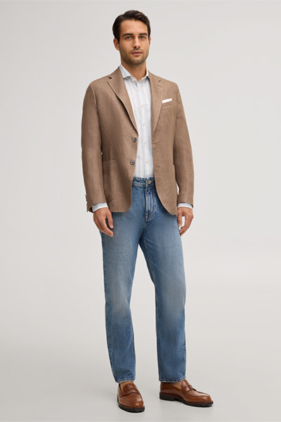 Giorno linen jacket in brown