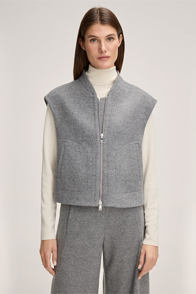 Double-Weste mit Stehkragen in Grau
