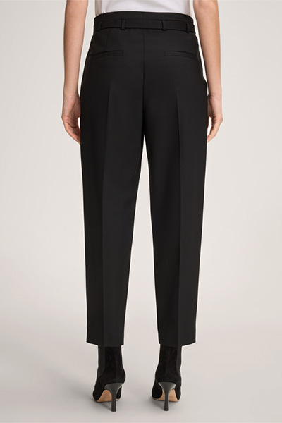 Schurwoll-Hose mit Bundfalte in Schwarz