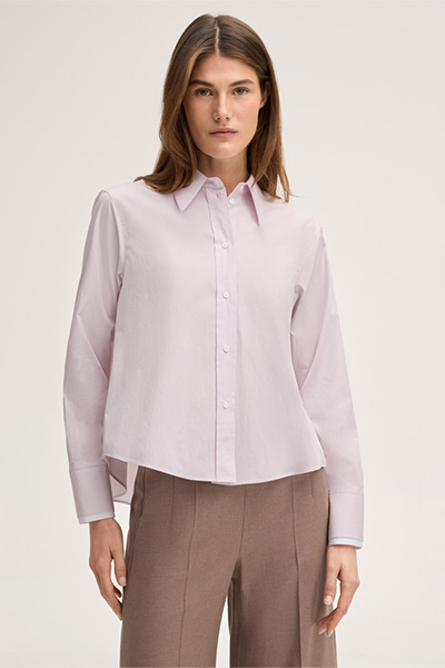 Popeline-Baumwoll-Hemdbluse in Rosé