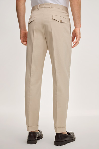 Baumwollmix-Baukasten-Hose Sapo mit Bundfalte in Beige