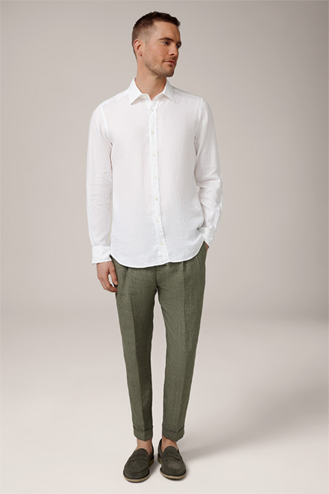 Lapo Linen Shirt in White flecked