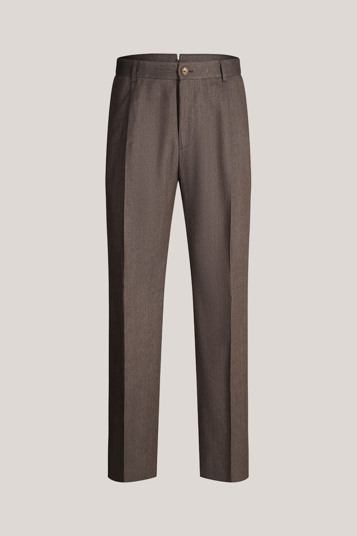 Francos Virgin Wool Blend Trousers with Waist Pleats in Brown
