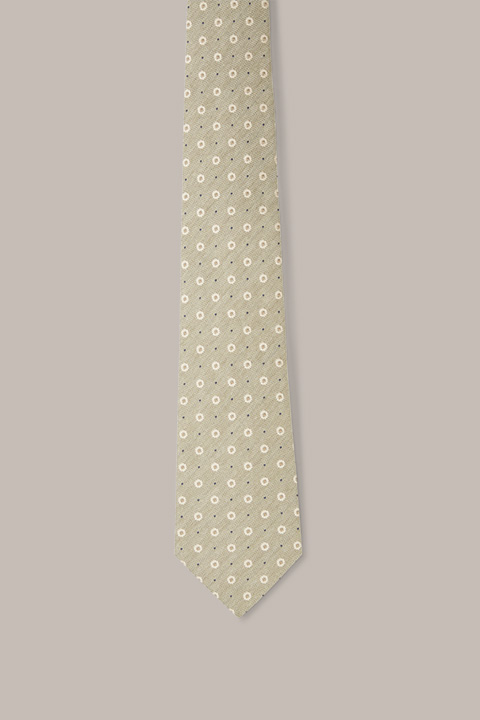 Linen Tie with Silk in a Green Pattern