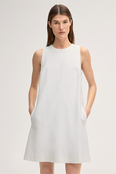 A-line Crêpe Dress in Ecru