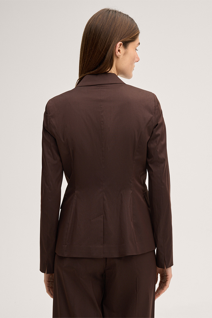 Baumwollstretch-Blazer in Dunkelbraun