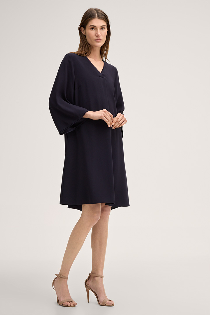 Leads to product detail page "A-line Crêpe Dress in Navy"