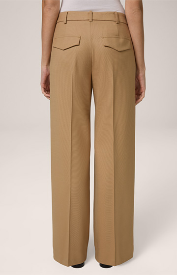 Stretch Virgin Wool Marlene Trousers in Caramel, Textured