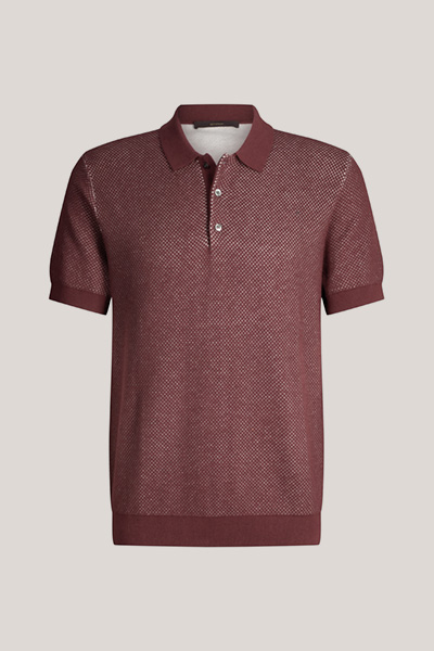 Baumwoll-Polo-Shirt Cashmilo mit Cashmere und Seide in Bordeaux Rot strukturiert