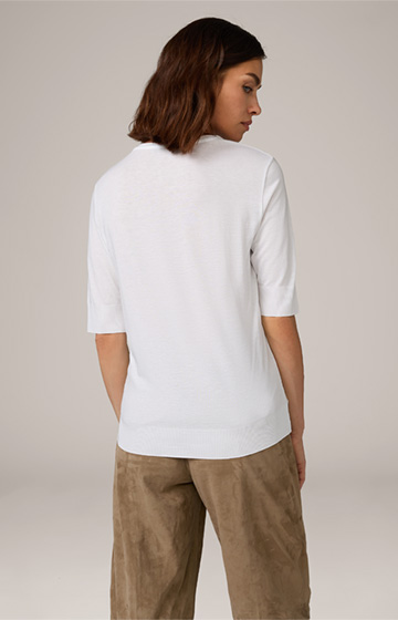 Tencel-Baumwoll-Halbarm-Shirt in Weiß