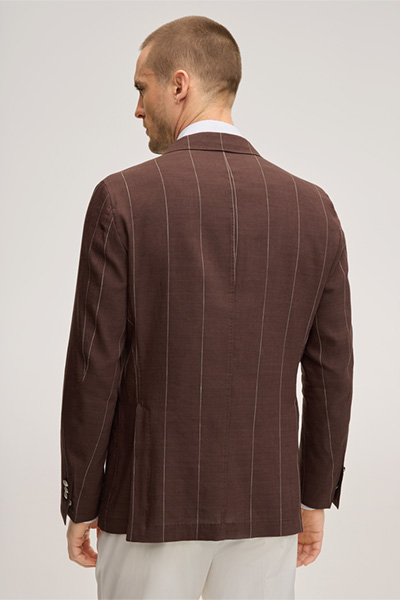 Schurwollmix-Baukasten-Doppelreiher Salio mit Leinen in Bordeaux Rot mit Nadelstreifen