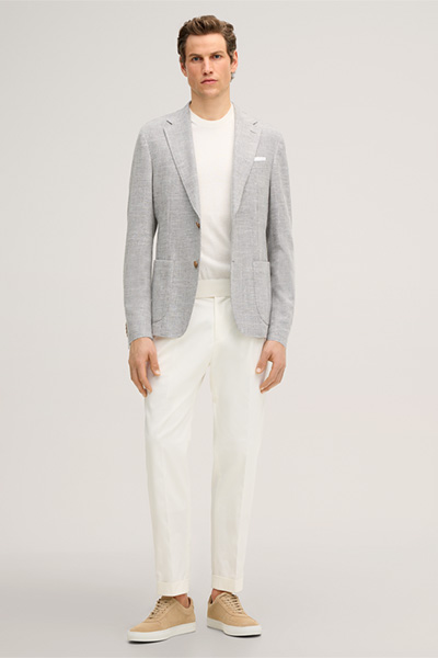 Giro cotton blend jacket with linen in marl grey