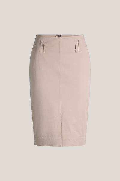 Baumwollstretch-Gabardine-Bleistift-Rock in Taupe