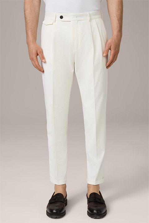 Pantalon en coton mélangé Serpo, en blanc