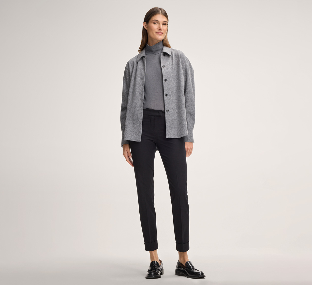 windsor. presents the product Roll Neck Shirt in Stretch Wool in Grey from the category T-shirts & Sweatshirts