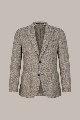 Wollmix-Sakko Giro in Ecru-Braun-Blau gemustert