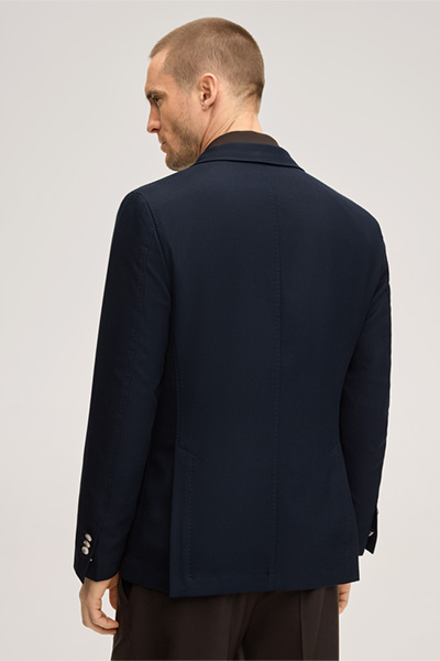 Baumwollmix-Doppelreiher Salio mit Schurwolle in Navy strukturiert