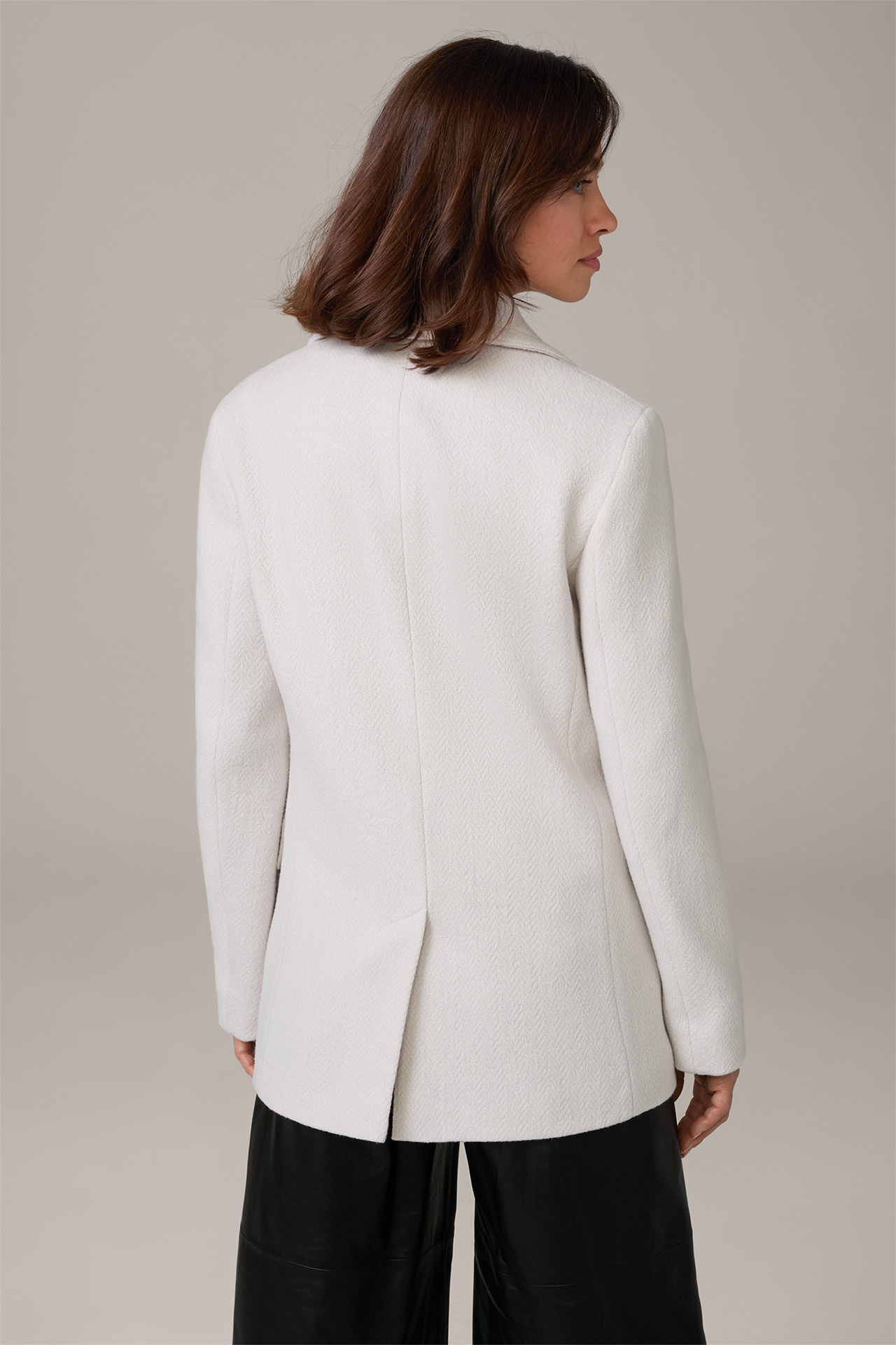 Wool Blend Caban Jacket in Off-white