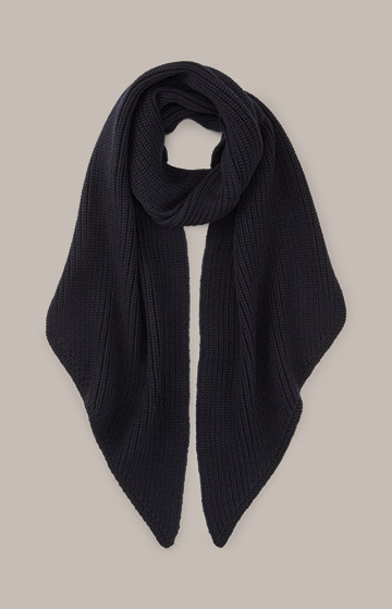 Merino Knitted Scarf in Navy