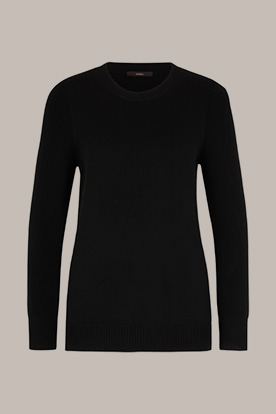 Merino-Strick-Pullover in Schwarz