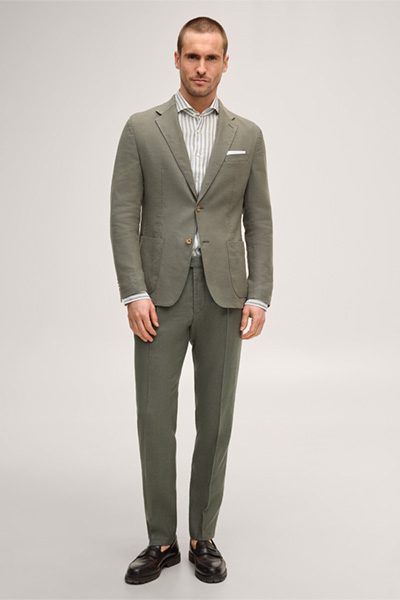 Führt zu Produktdetailseite „Leinenstretch-Baukasten-Sakko Giro in Oliv"