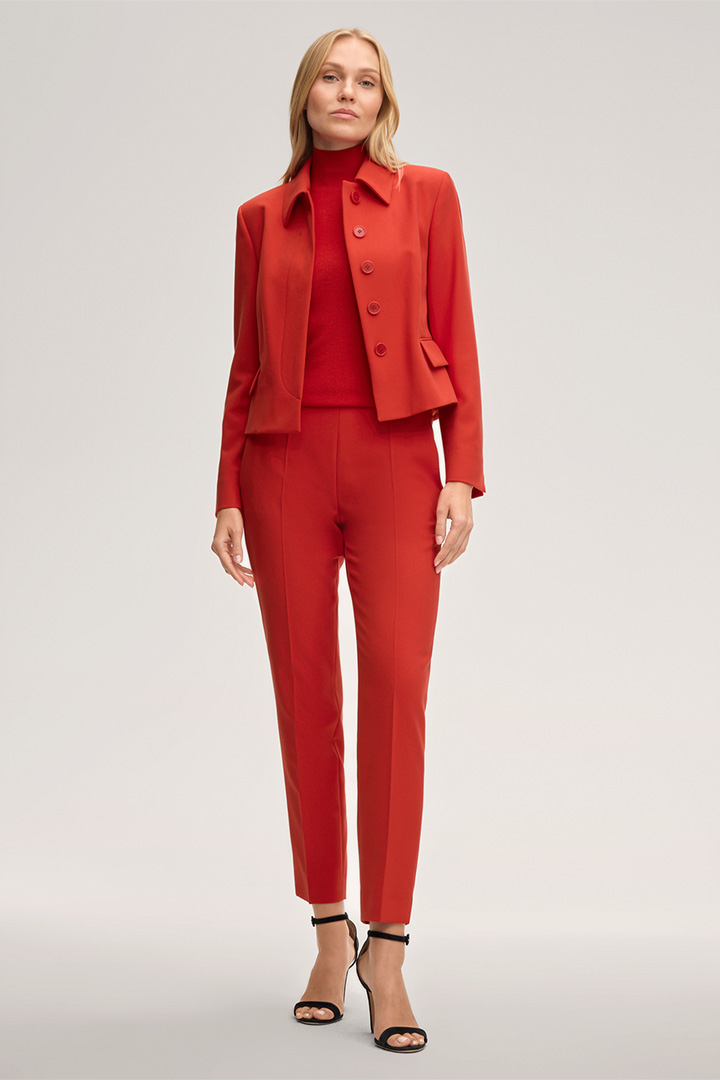 Führt zu Produktdetailseite „Crêpe-Anzug-Hose in Rot"