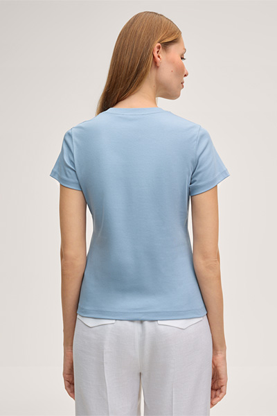 Cotton interlock T-shirt in light blue