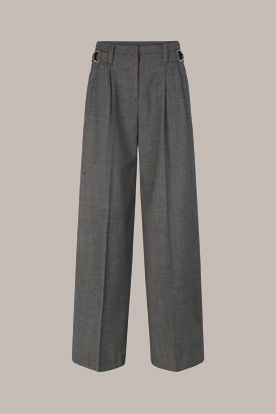 Virgin wool Mouliné Palazzo Trousers in an Anthracite Pattern