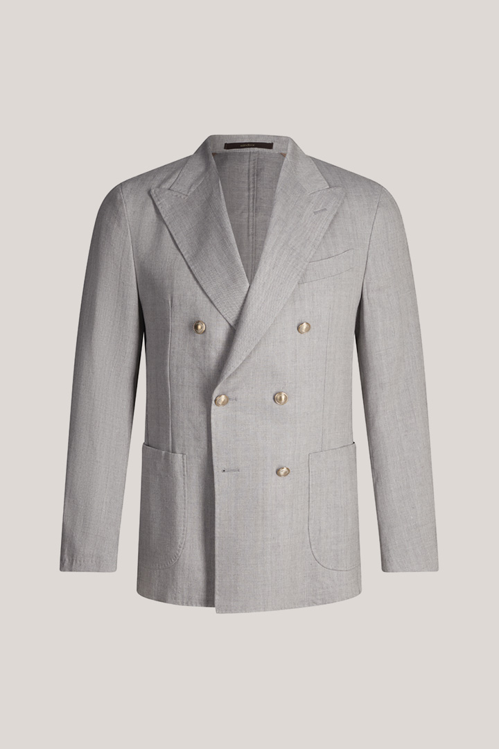 Schurwollmix-Baukasten-Doppelreiher Salio mit Leinen in Grau