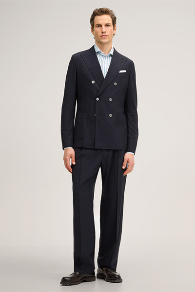 Salerno Virgin Wool Blend Modular Double-breasted Jacket in Navy