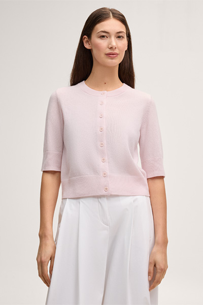 Leads to product detail page "Rosé cashmere cardigan"