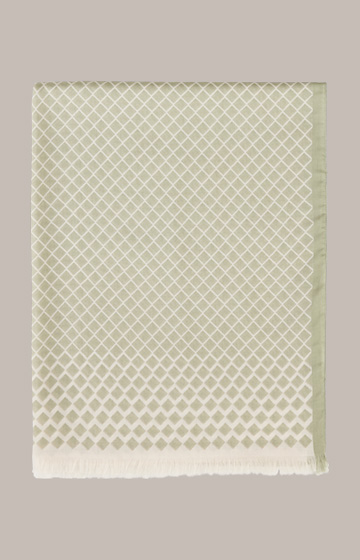 Print-Schal aus Modal in Hellgrün-Ecru gemustert