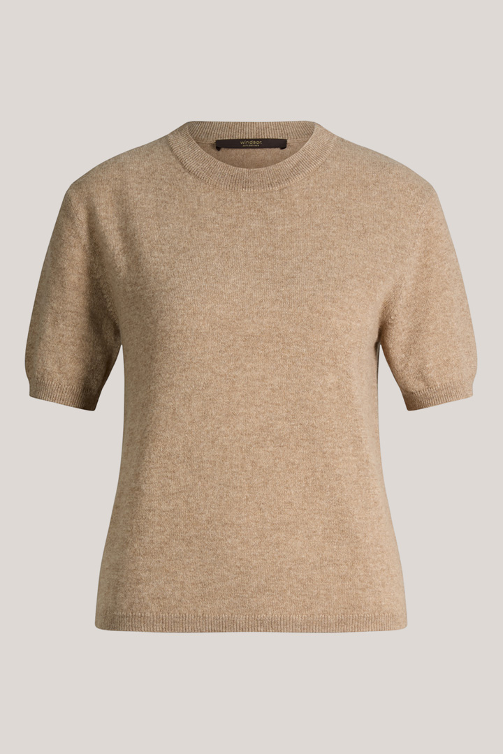 Führt zu Produktdetailseite „Cashmere-Kurzarm-Shirt in Taupe"