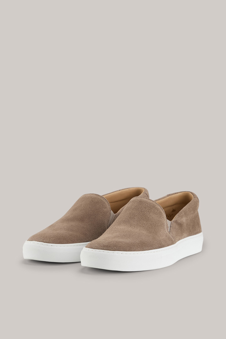 Cowhide Suede Slip-on Sneakers by Ludwig Reiter in Taupe