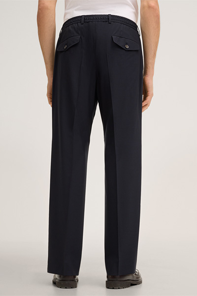 Schurwollmix-Baukasten-Hose Franco mit Bundfalte in Navy