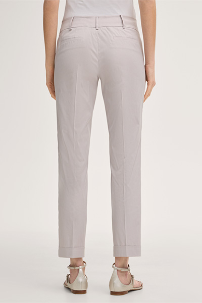 Cotton stretch suit trousers with turn-ups in beige