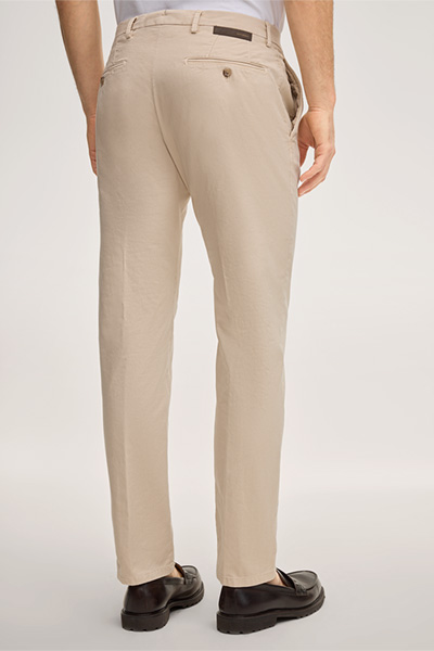 Baumwoll-Chino Cino mit Bundfalte in Beige