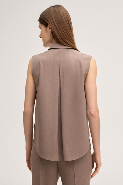 Lyocell hem blouse top in brown