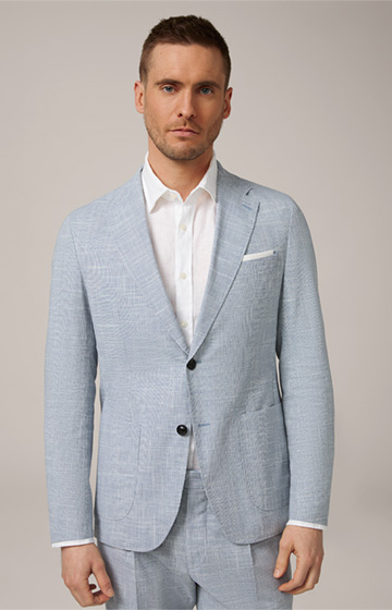 Giro Cotton Blend Modular Jacket with Wool and Linen in a Blue Pattern