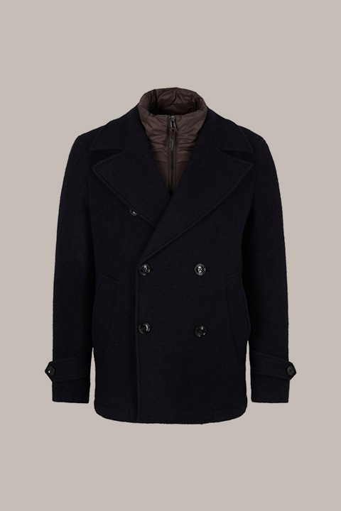 Como Virgin Wool Caban Jacket with Inlay in Navy