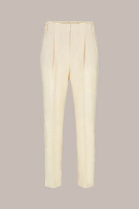 Pantalon à pinces en lin stretch, en jaune clair