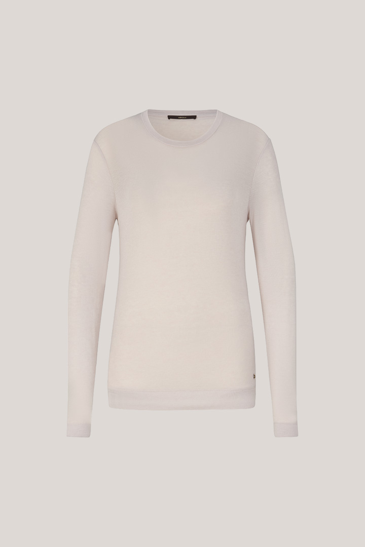 Tencel-Wollstretch-Rundhals-Shirt in Steingrau