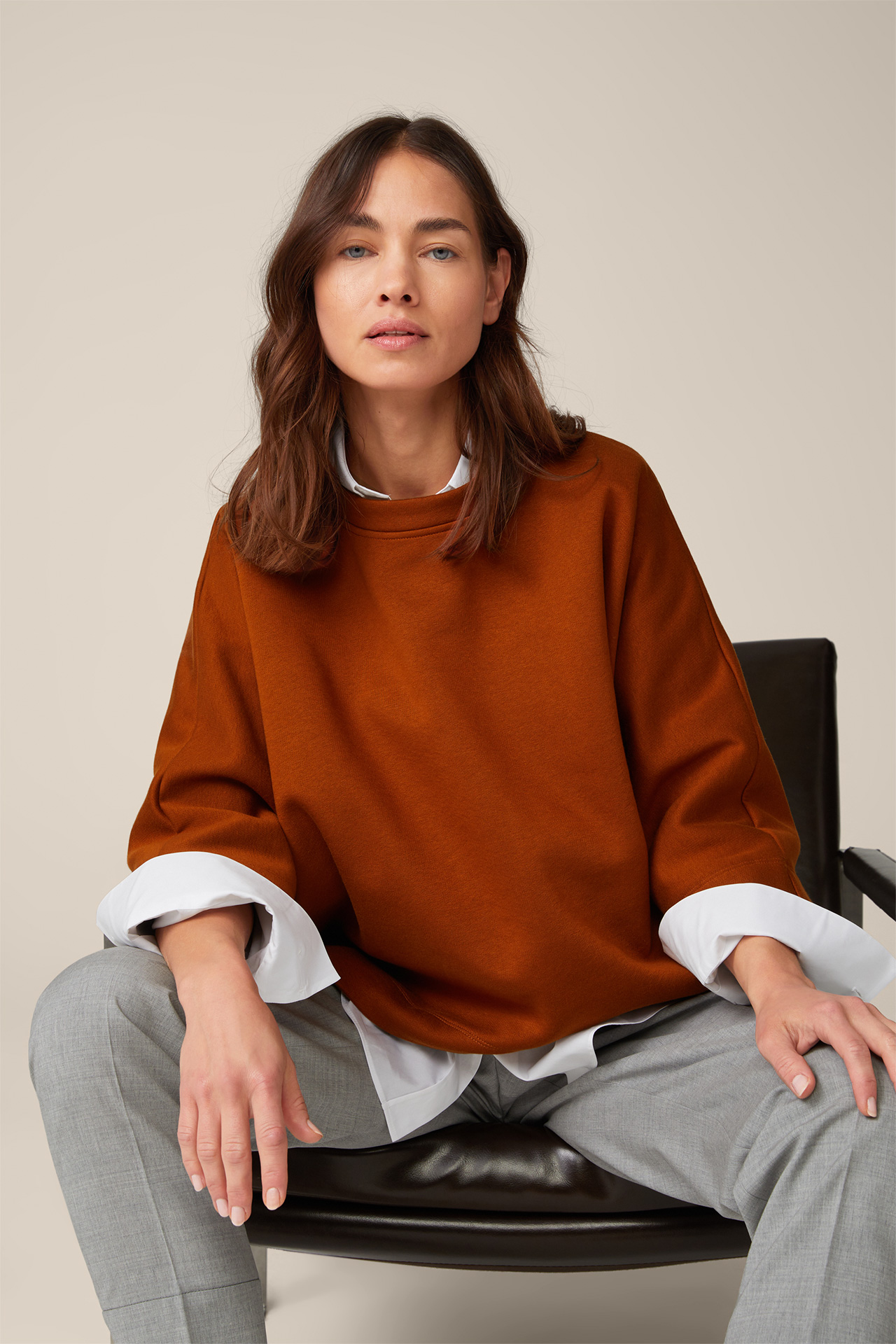 Pull-over sweat, oversize, couleur cuivre