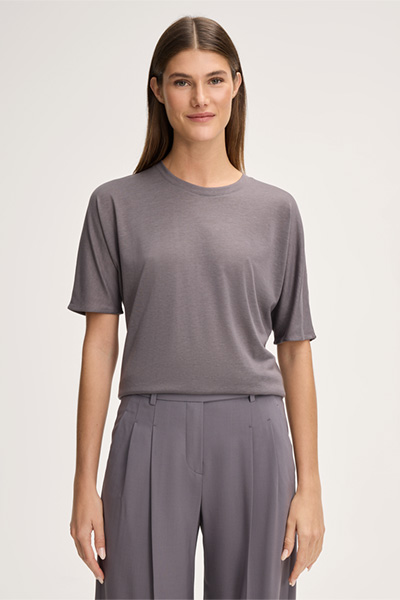 Short-sleeved Lyocell/Cotton Shirt in Mauve