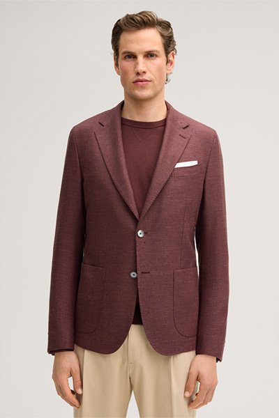 Giorno Jacket in a Wool Blend with Linen and Silk in Bordeaux Red