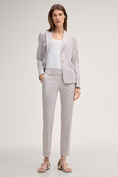 Cotton stretch suit trousers with turn-ups in beige