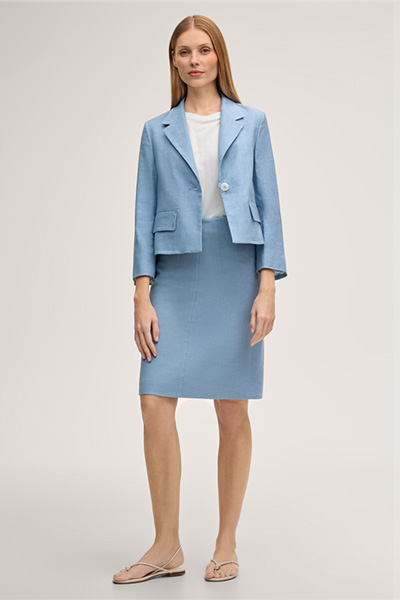 Leinenstretch-A-Linien-Rock in Hellblau