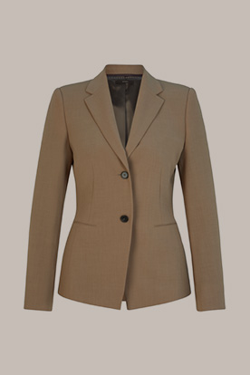 Blazer en crêpe de laine, en beige foncé